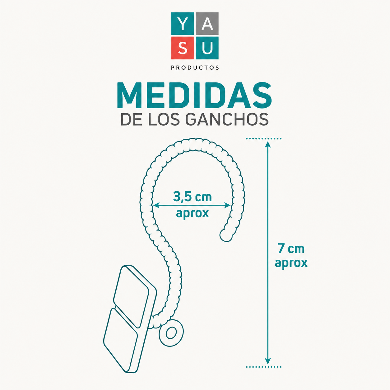 Medida ganchos plasticos